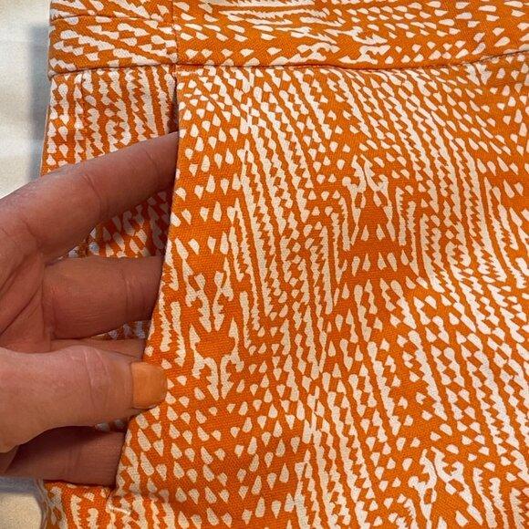 J. Crew Orange & White Patterned Womens Shorts Size 6 Cotton Blend Mid-Rise - Picture 8 of 8